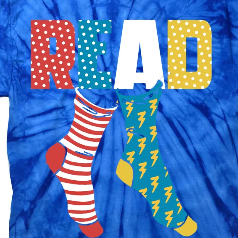 Read Books Wacky Socks Reading Teacher Book Nerds Gift Tie-Dye T-Shirt