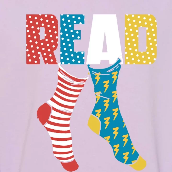 Read Books Wacky Socks Reading Teacher Book Nerds Gift Garment-Dyed Sweatshirt