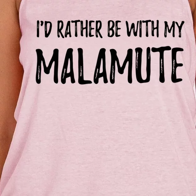 Rather Be With My Alaskan Malamute Dog Mom Gift Idea Gift Women's Knotted Racerback Tank