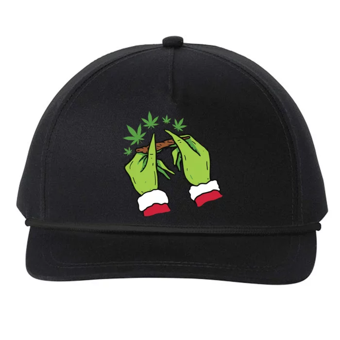 Rolling Blunt Weed Funny Christmas Xmas Holiday Trending Snapback Five-Panel Rope Hat