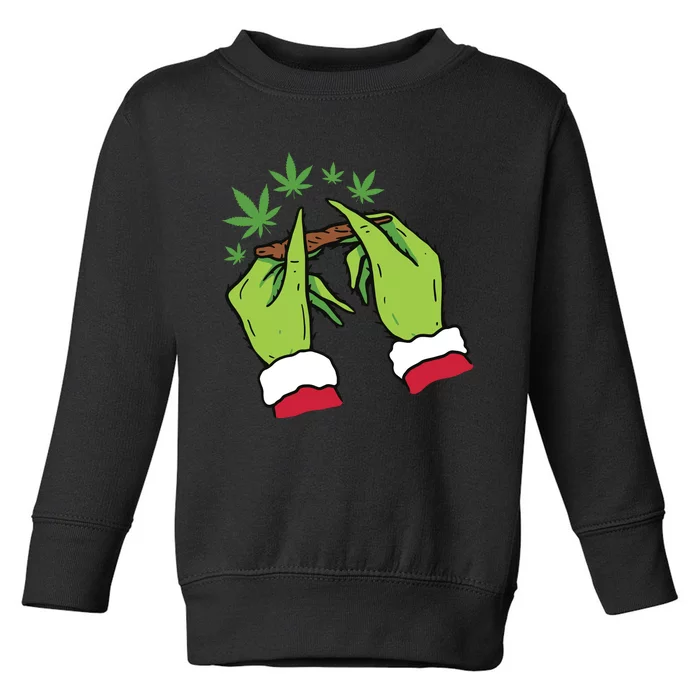 Rolling Blunt Weed Funny Christmas Xmas Holiday Trending Toddler Sweatshirt