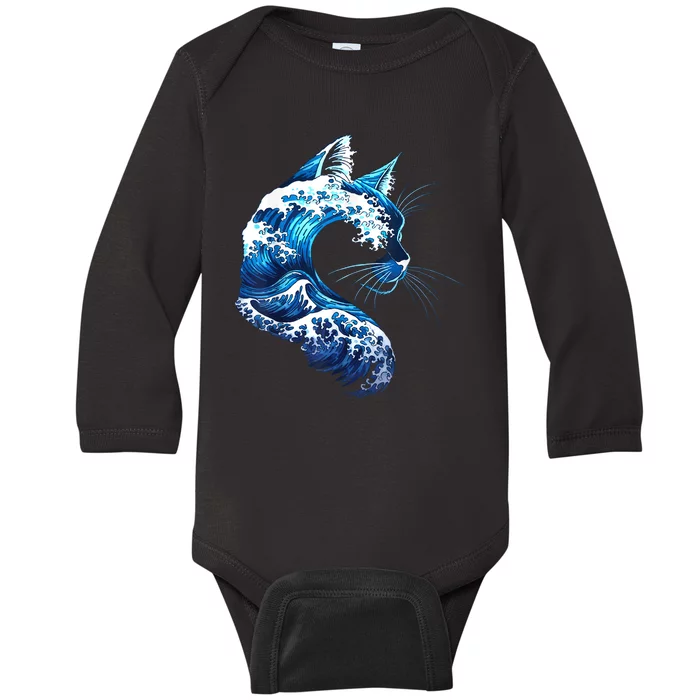 Retro Blue Wave Of Cat Ladies Blue Cats Wave For Kamala Baby Long Sleeve Bodysuit