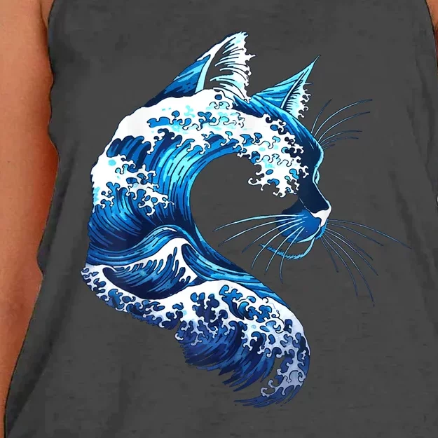 Retro Blue Wave Of Cat Ladies Blue Cats Wave For Kamala Women's Knotted Racerback Tank