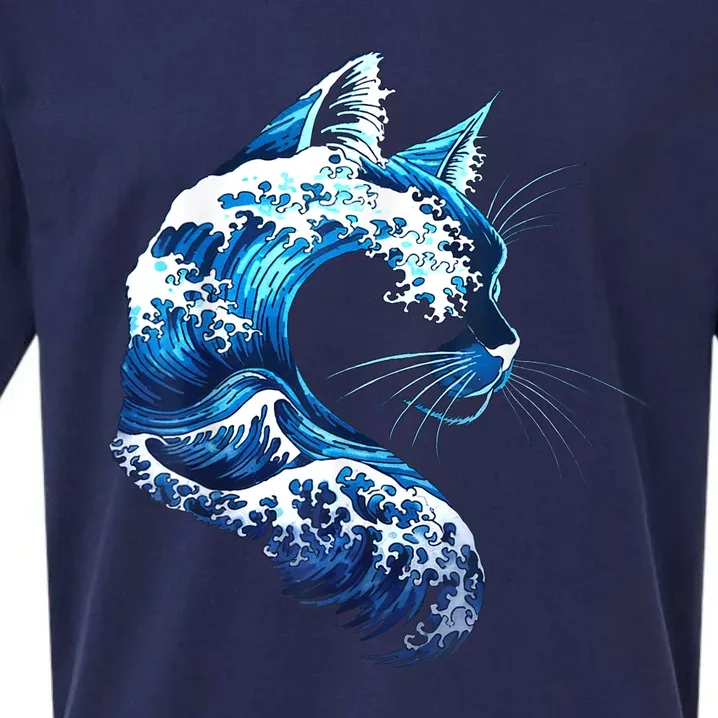 Retro Blue Wave Of Cat Ladies Blue Cats Wave For Kamala Sueded Cloud Jersey T-Shirt