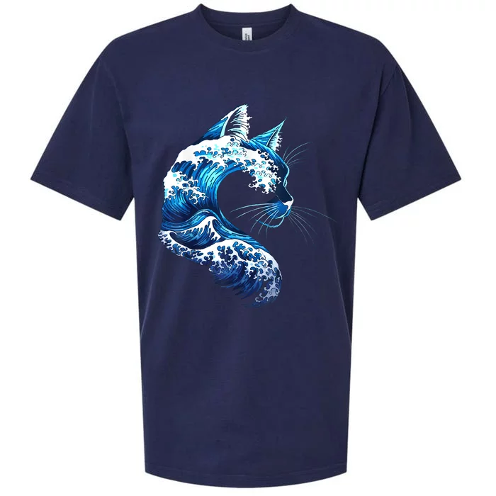 Retro Blue Wave Of Cat Ladies Blue Cats Wave For Kamala Sueded Cloud Jersey T-Shirt