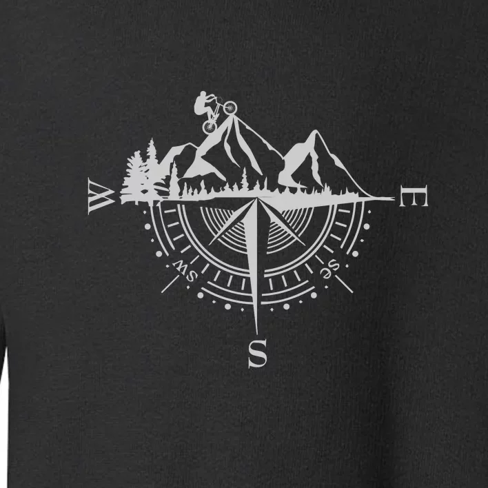 Retro Bicycle With Compass And Mountains Cycling Gift Toddler Sweatshirt