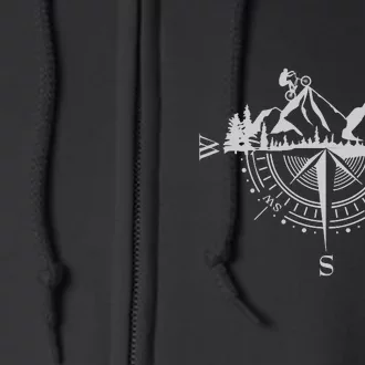 Retro Bicycle With Compass And Mountains Cycling Gift Full Zip Hoodie