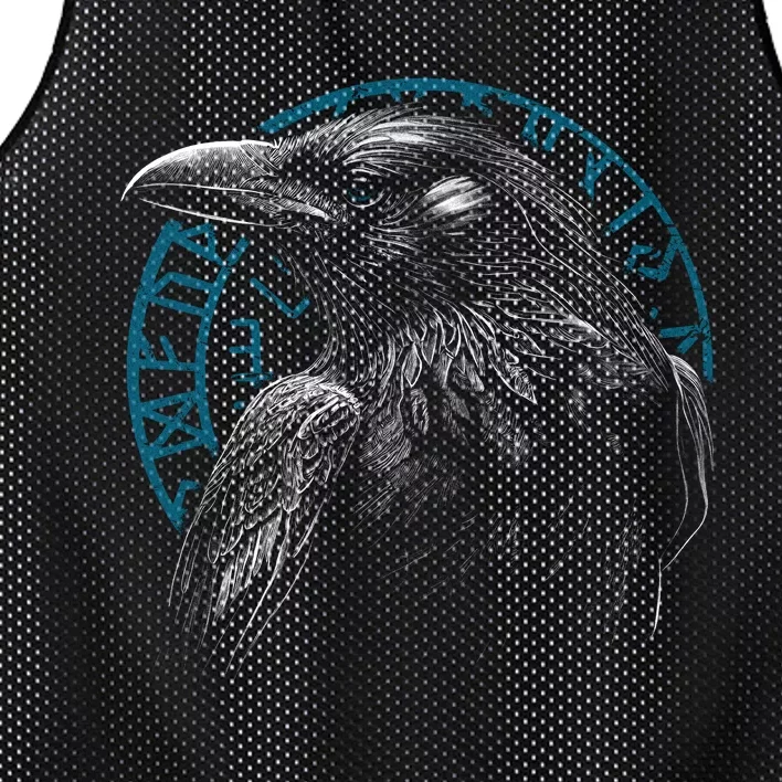 Raven Bird With Viking Rune Mesh Reversible Basketball Jersey Tank