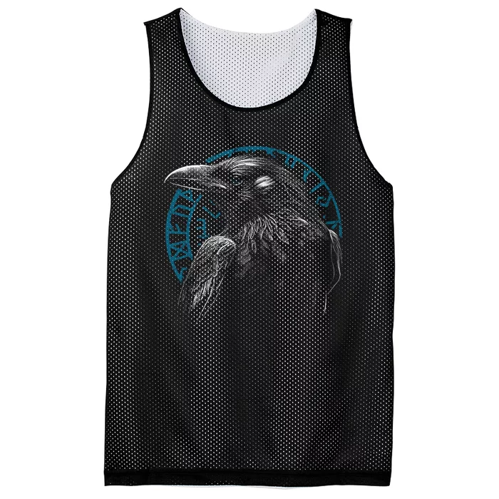 Raven Bird With Viking Rune Mesh Reversible Basketball Jersey Tank