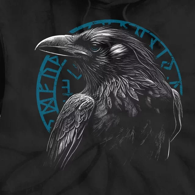 Raven Bird With Viking Rune Tie Dye Hoodie