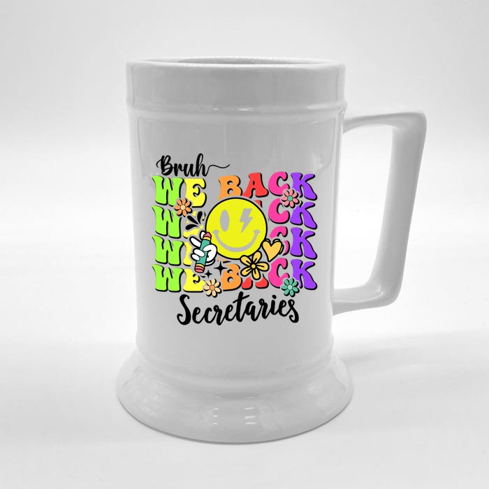 Retro Bruh We Back Secretary School Secretary Back To School Front & Back Beer Stein