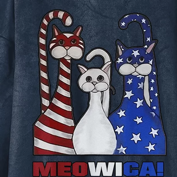 Red Blue White Cat American Flag Patriotic Plus Size Hooded Wearable Blanket