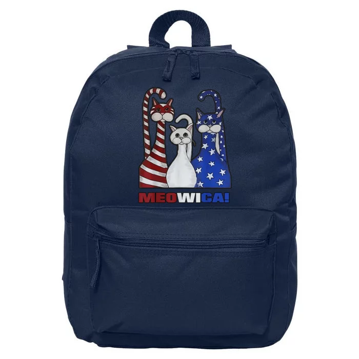 Red Blue White Cat American Flag Patriotic Plus Size 16 in Basic Backpack