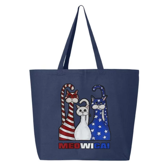 Red Blue White Cat American Flag Patriotic Plus Size 25L Jumbo Tote