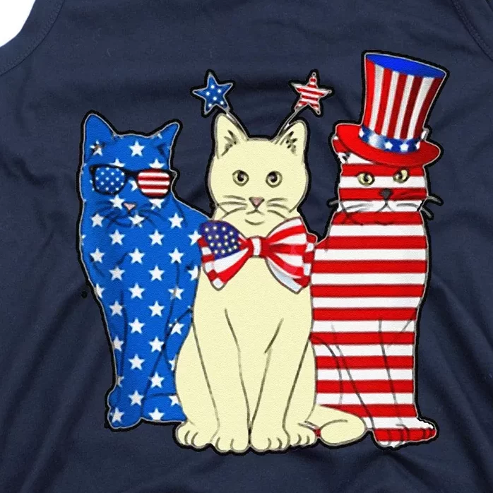 Red Blue White Cat American Flag Patriotic Tee Plus Size Tank Top