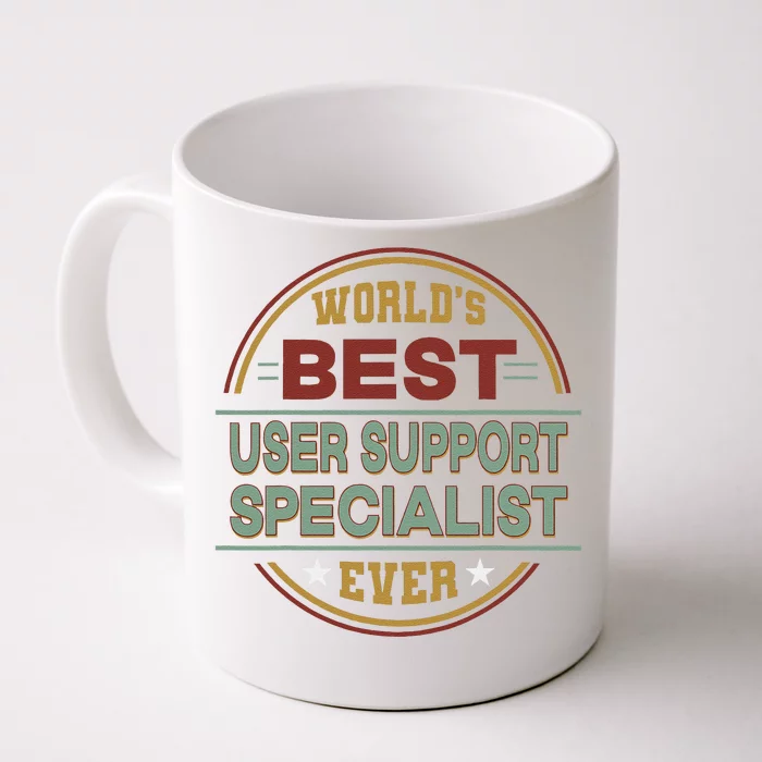 Retro Badge Worlds Best User Support Specialist Front & Back Coffee Mug