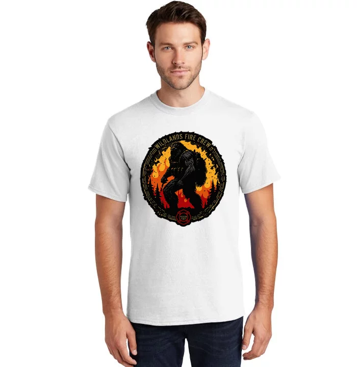 Retro Bigfoot Wildland Firefighter Sasquatch Fireman Tall T-Shirt