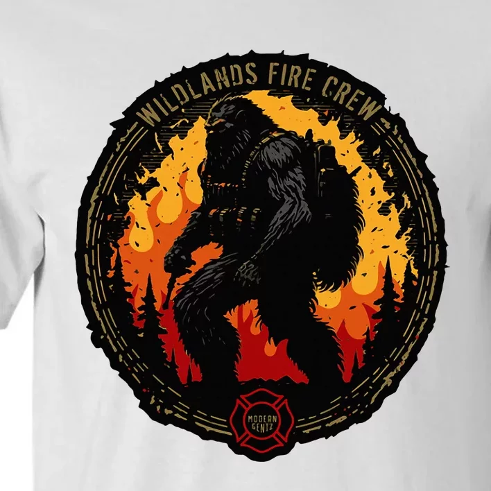 Retro Bigfoot Wildland Firefighter Sasquatch Fireman Tall T-Shirt