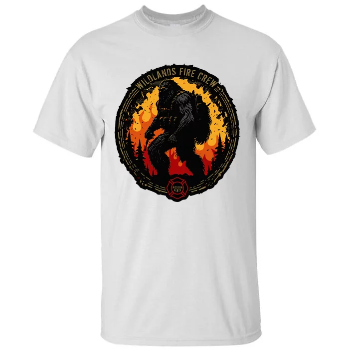 Retro Bigfoot Wildland Firefighter Sasquatch Fireman Tall T-Shirt