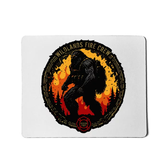 Retro Bigfoot Wildland Firefighter Sasquatch Fireman Mousepad