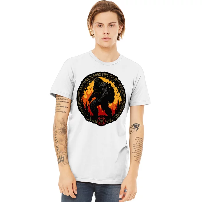 Retro Bigfoot Wildland Firefighter Sasquatch Fireman Premium T-Shirt