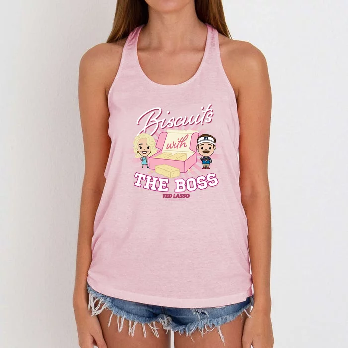 Rebecca Biscuits With The Boss Chibi Style Women's Knotted Racerback Tank