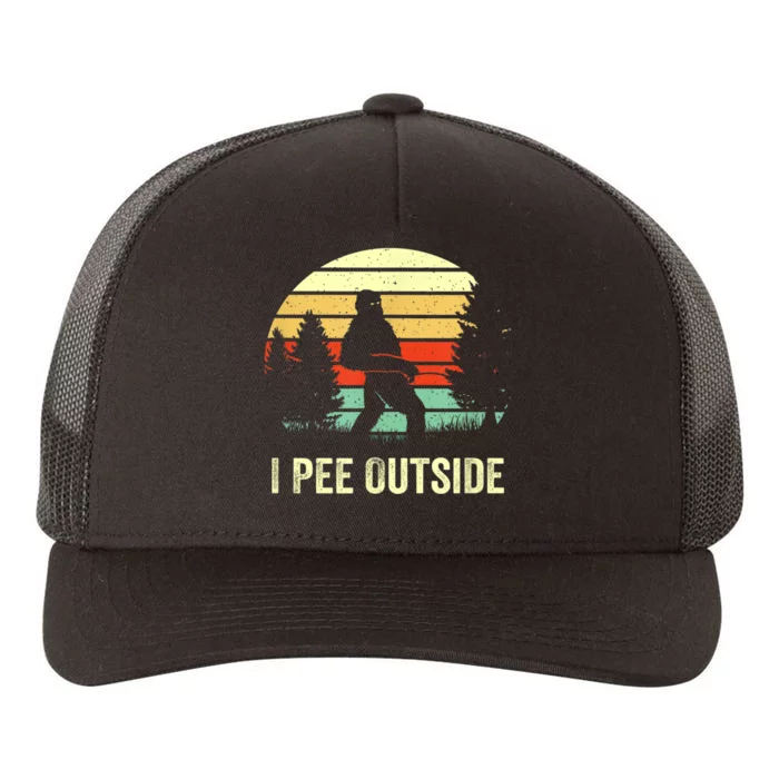 Retro Bigfoot Yeti Silhouette I Pee Outside Sasquatch Yupoong Adult 5-Panel Trucker Hat