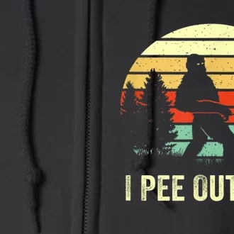 Retro Bigfoot Yeti Silhouette I Pee Outside Sasquatch Full Zip Hoodie