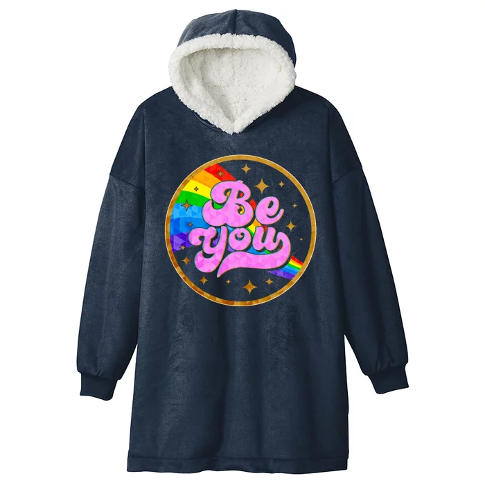 Retro Be You Rainbow Emblem Hooded Wearable Blanket