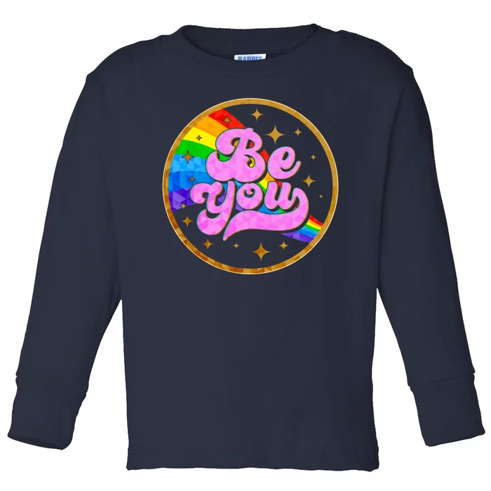 Retro Be You Rainbow Emblem Toddler Long Sleeve Shirt