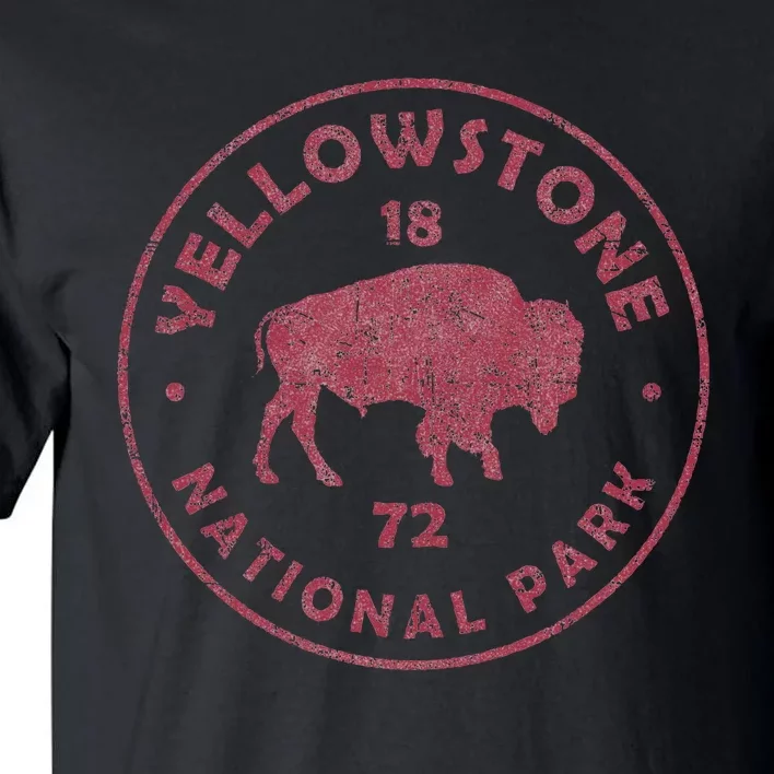 Retro Bison Yellowstone National Park 1872 Hiking Souvenir Tall T-Shirt