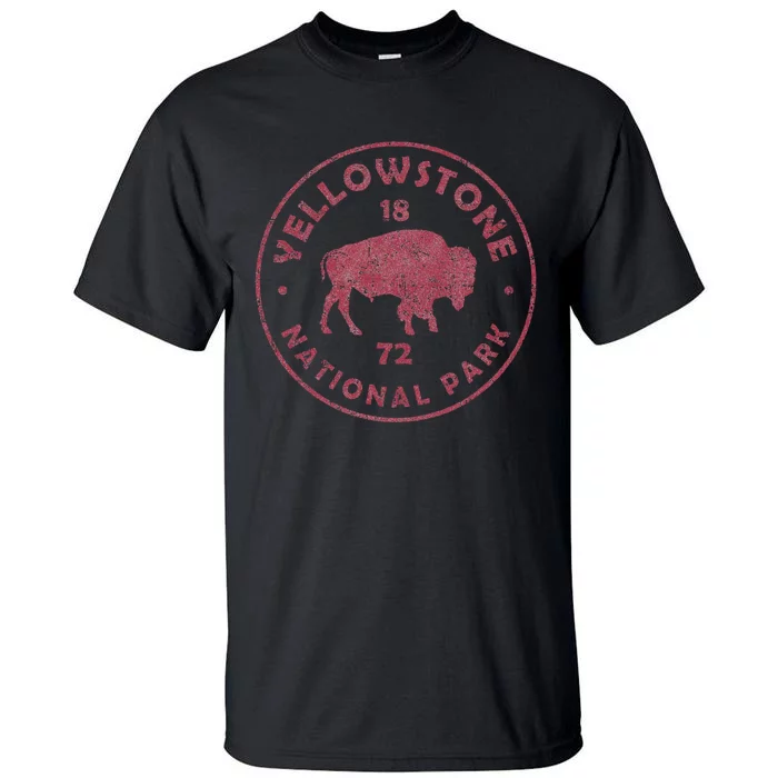 Retro Bison Yellowstone National Park 1872 Hiking Souvenir Tall T-Shirt