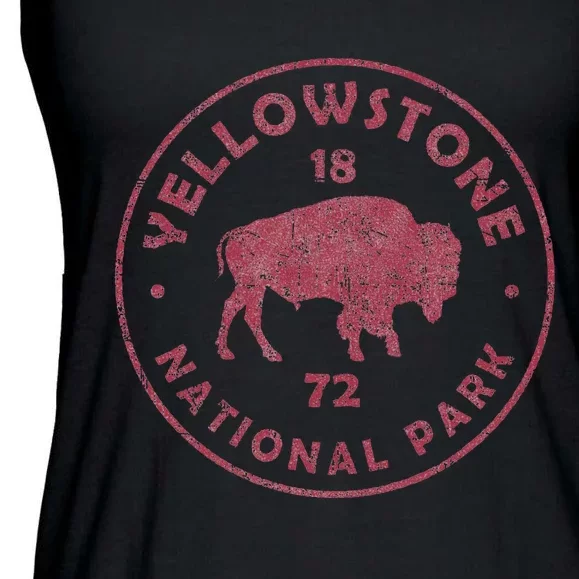 Retro Bison Yellowstone National Park 1872 Hiking Souvenir Ladies Essential Flowy Tank