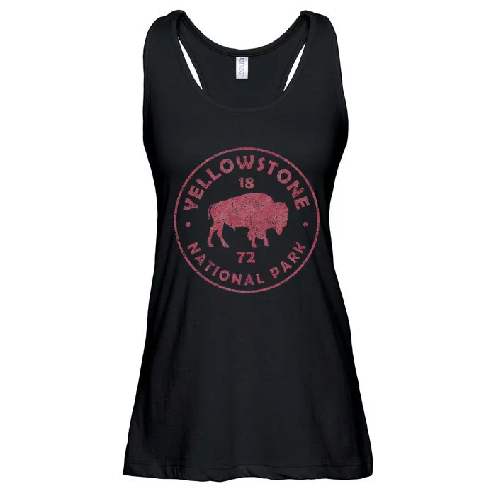 Retro Bison Yellowstone National Park 1872 Hiking Souvenir Ladies Essential Flowy Tank