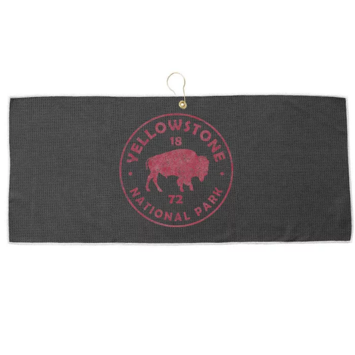 Retro Bison Yellowstone National Park 1872 Hiking Souvenir Large Microfiber Waffle Golf Towel