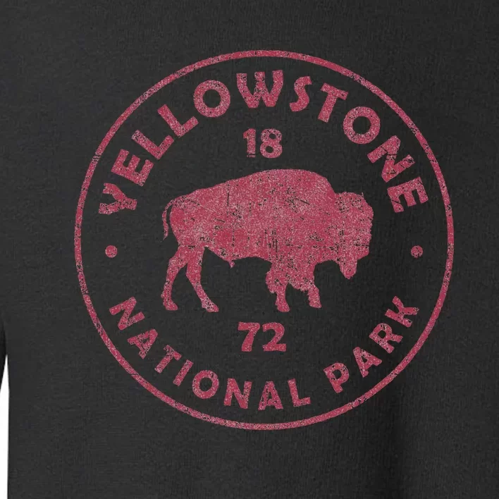 Retro Bison Yellowstone National Park 1872 Hiking Souvenir Toddler Sweatshirt