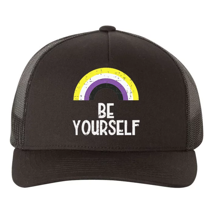 Rainbow Be Yourself Non Binary Nb Pride Flag Lgbt Yupoong Adult 5-Panel Trucker Hat