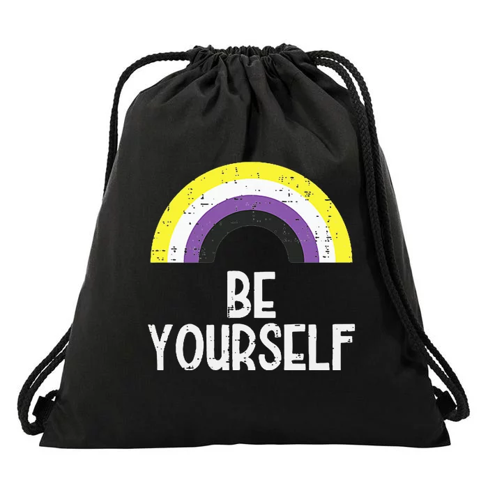 Rainbow Be Yourself Non Binary Nb Pride Flag Lgbt Drawstring Bag