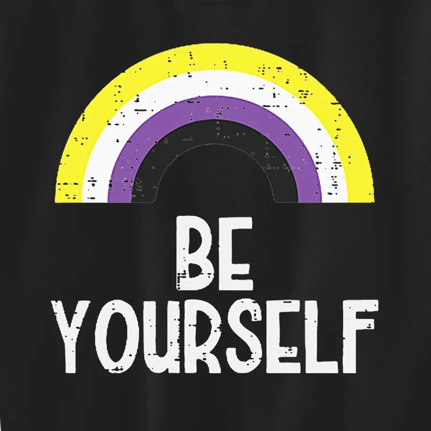 Rainbow Be Yourself Non Binary Nb Pride Flag Lgbt Kids Sweatshirt