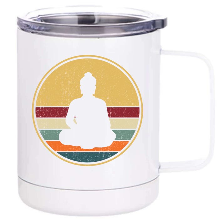 Retro Buddha Zen Vintage Buddhism Buddhist Funny Gift Front & Back 12oz Stainless Steel Tumbler Cup