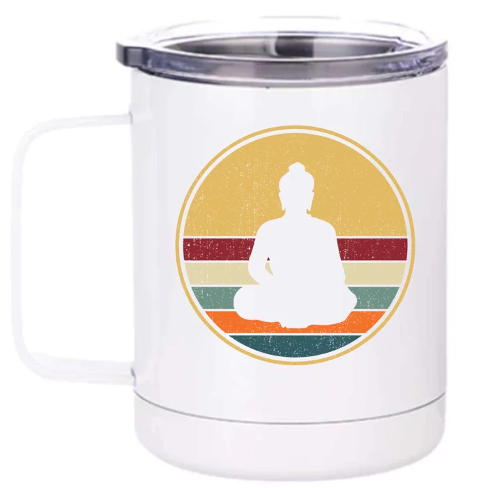 Retro Buddha Zen Vintage Buddhism Buddhist Funny Gift Front & Back 12oz Stainless Steel Tumbler Cup