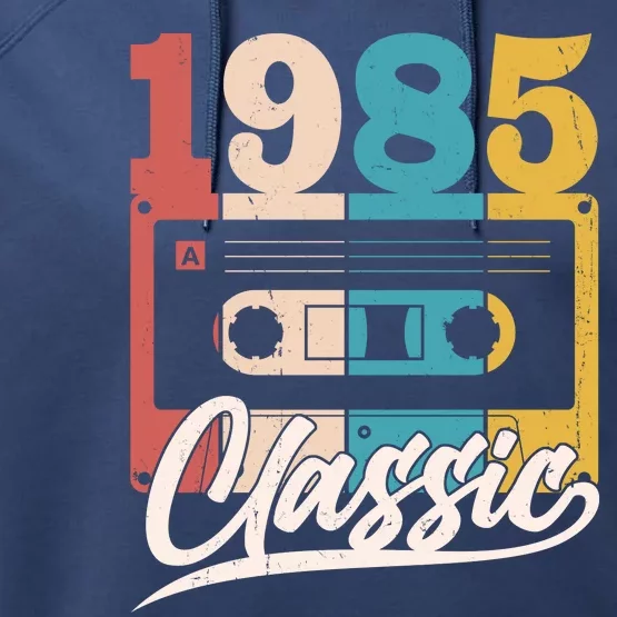 Retro Classic 1985 Birthday Cassette Tape Performance Fleece Hoodie