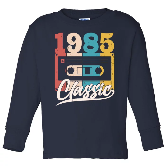 Retro Classic 1985 Birthday Cassette Tape Toddler Long Sleeve Shirt