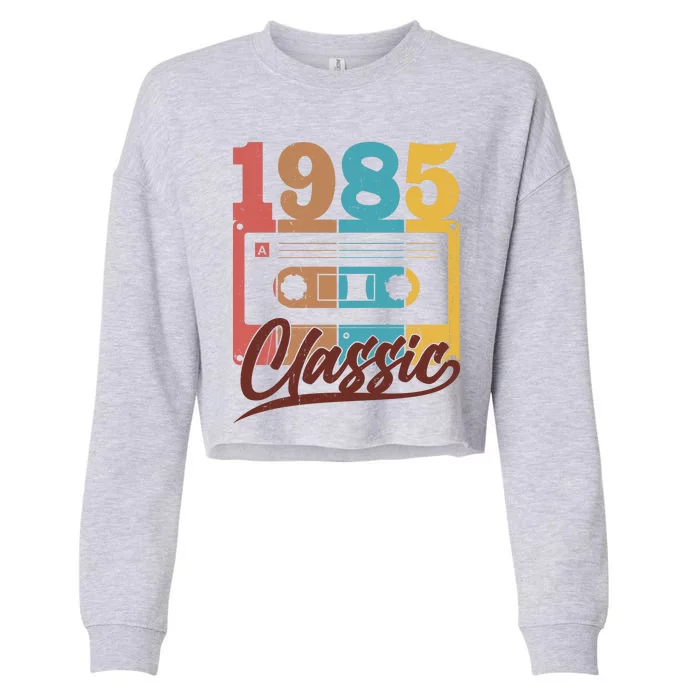 Retro Classic 1985 Birthday Cassette Tape Cropped Pullover Crew