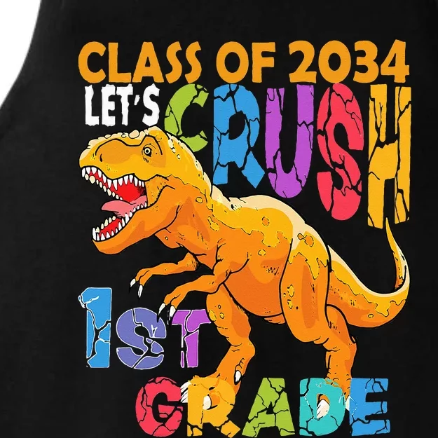 Ready Crush 1st Grade Dinosaur First Back to School Ladies Tri-Blend Wicking Tank