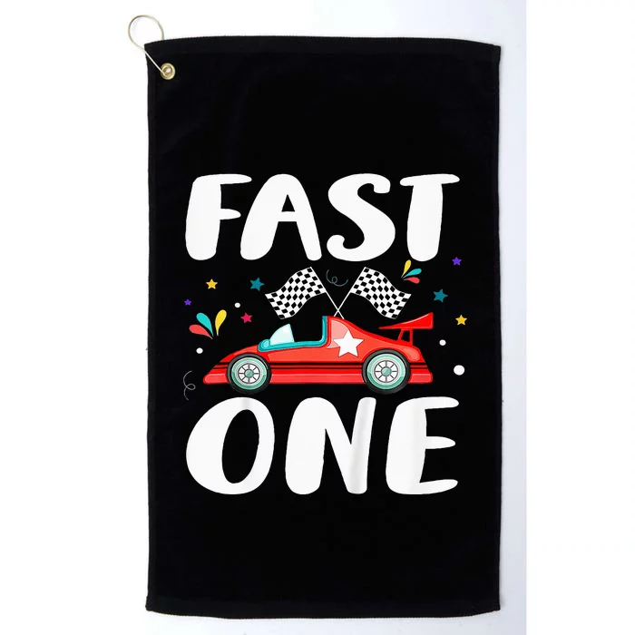 Race Car 1st Birthday Fast One This Little Racer Is One Year Platinum Collection Golf Towel