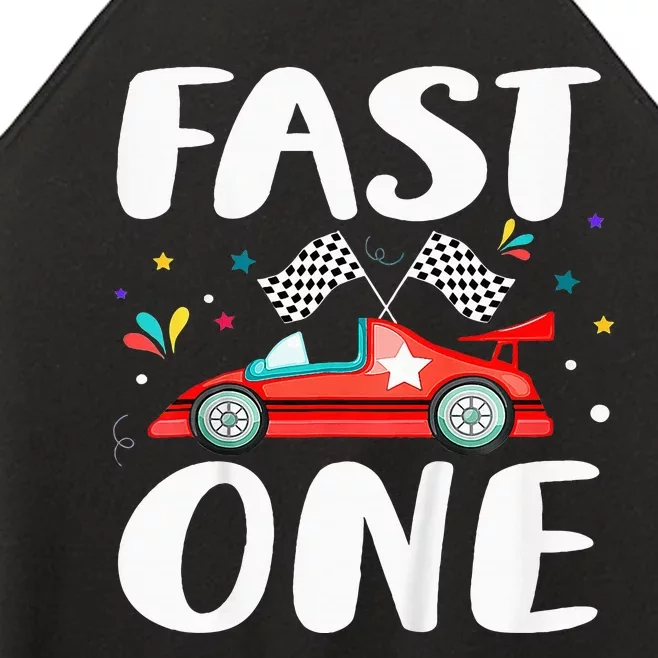 Race Car 1st Birthday Fast One This Little Racer Is One Year Women’s Perfect Tri Rocker Tank