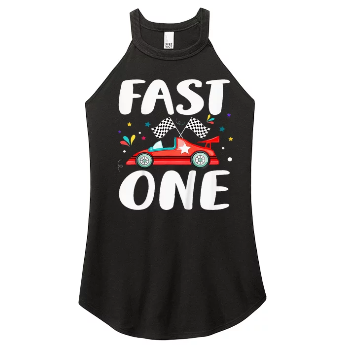 Race Car 1st Birthday Fast One This Little Racer Is One Year Women’s Perfect Tri Rocker Tank