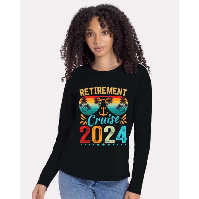 Retirement Cruise 2024 Retired Cruising Trip Vacation Womens Cotton Relaxed Long Sleeve T-Shirt