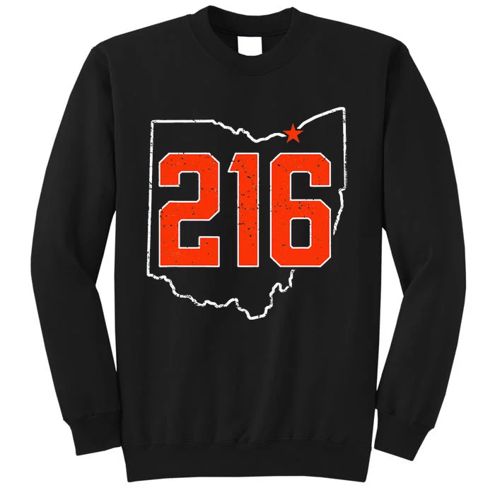 Retro Cleveland 216 Area Code Ohio Outline Tall Sweatshirt